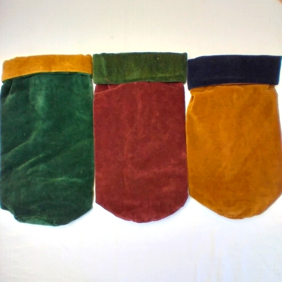 Pottery Barn Velvet Wine Bag Multi Color Trio Set - Picture 3 of 11